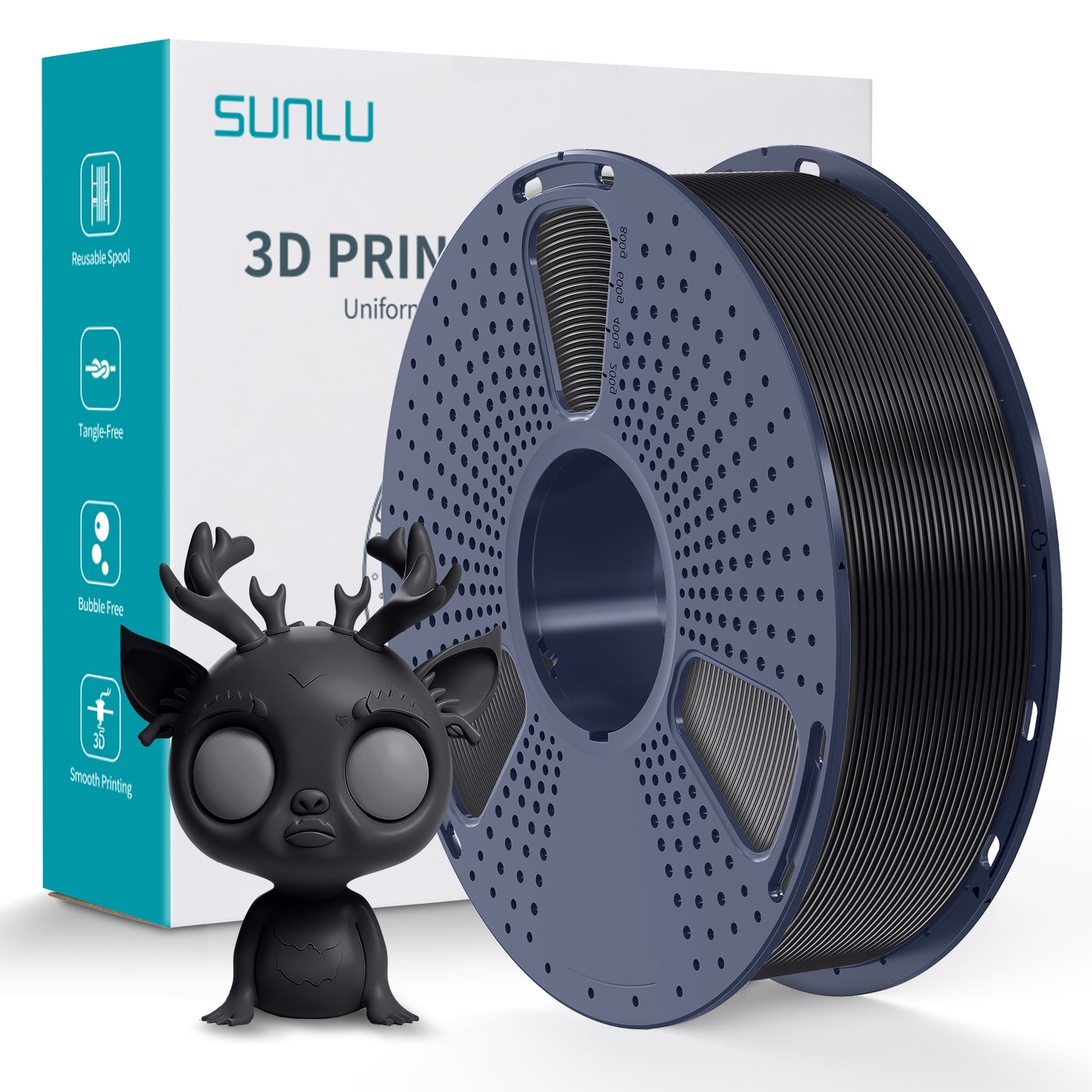 SUNLU PLA+ 3D Filament 1.75mm 1kg - Black