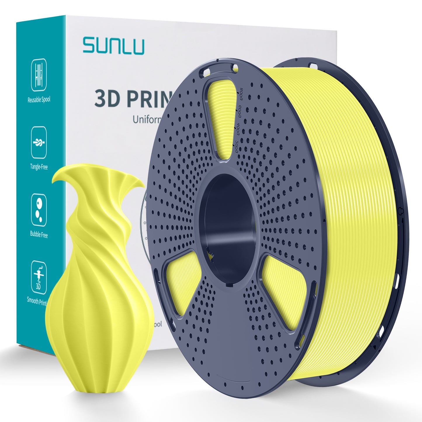 SUNLU PLA+ 3D Filament 1.75mm 1kg - Lemon Yellow