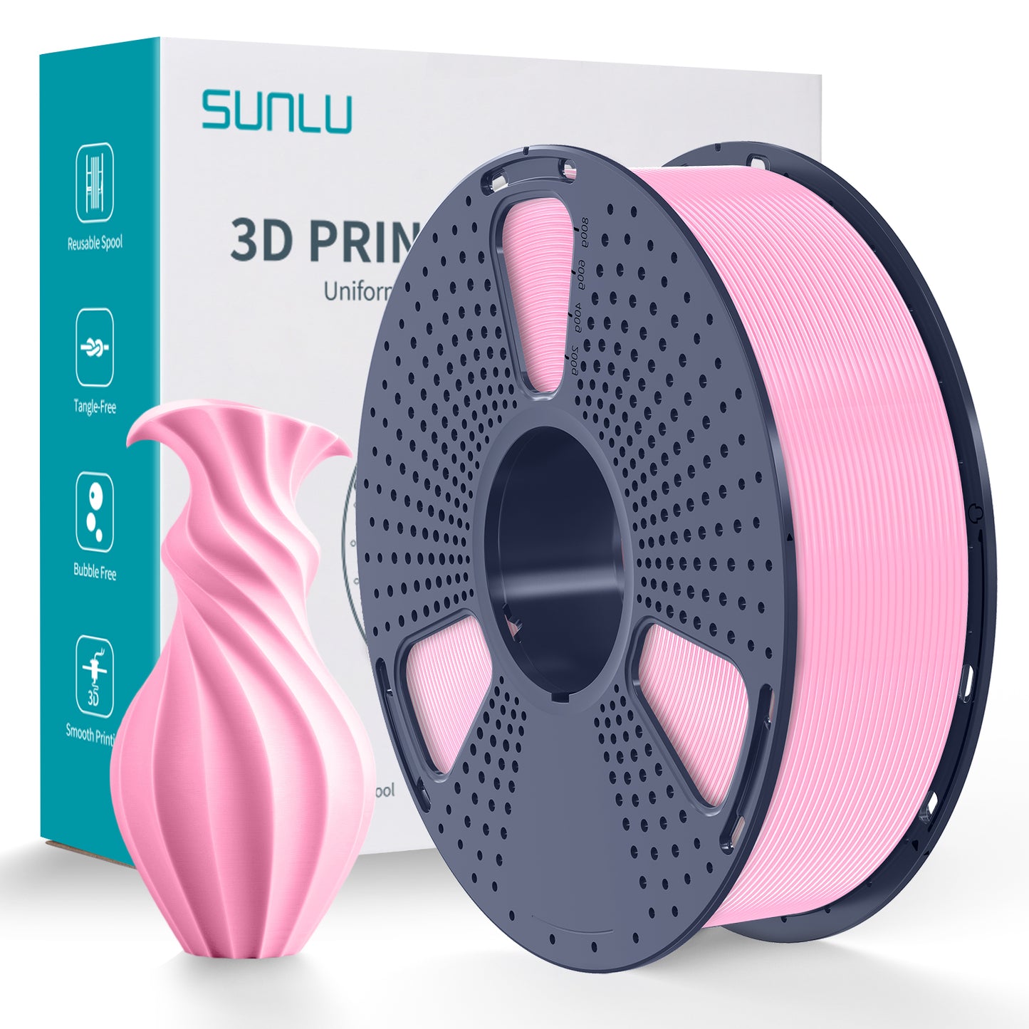SUNLU PLA+ 3D Filament 1.75mm 1kg - Sakura Pink