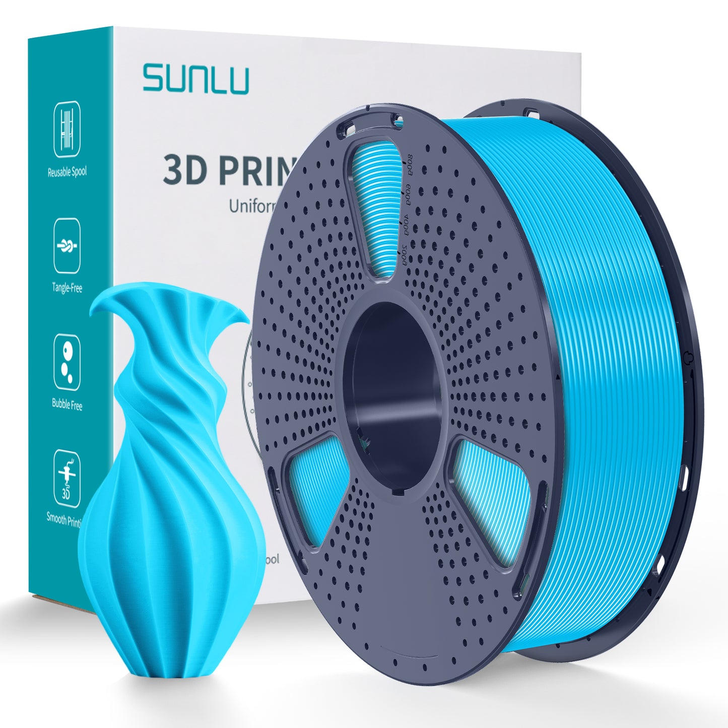 SUNLU PLA+ 3D Filament 1.75mm 1kg - Sky Blue