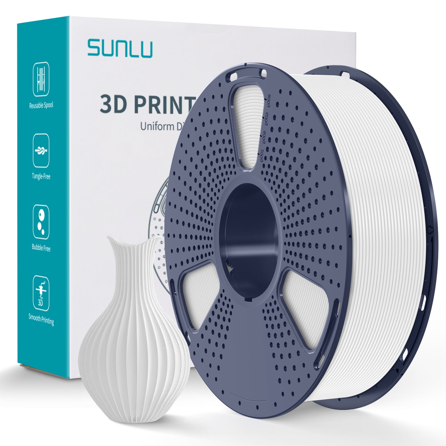 SUNLU PLA+ 3D Filament 1.75mm 1kg - White