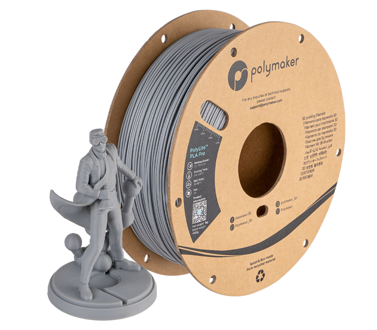 Polymaker PolyLite™ PLA Pro 3D Filament 1.75mm 1kg - Grey