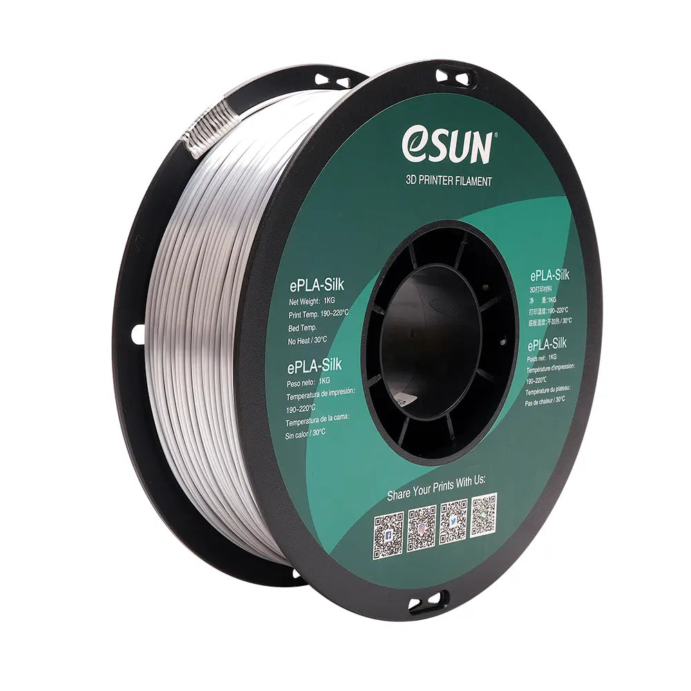 eSUN Silk PLA 3D Print Filament 1.75mm 1kg - Silver