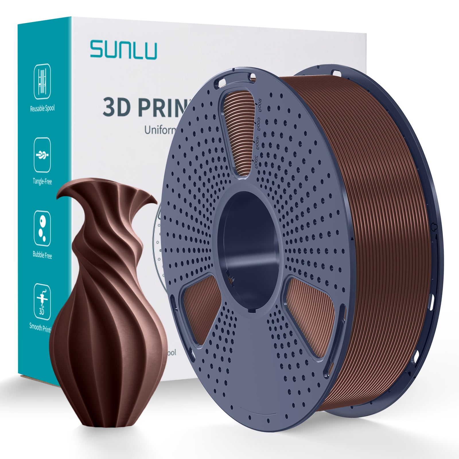 SUNLU PLA+ 3D Filament 1.75mm 1kg - Chocolate