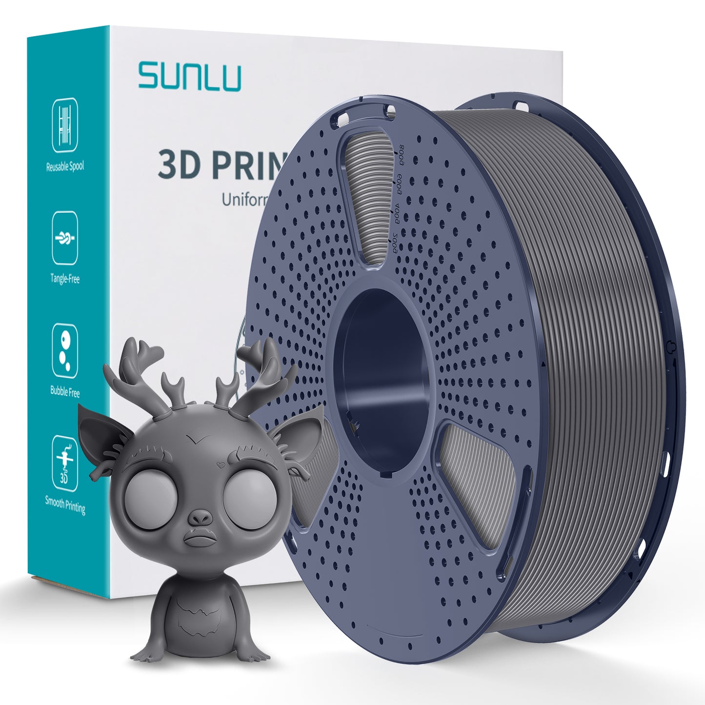 SUNLU PLA+ 3D Filament 1.75mm 1kg - Grey
