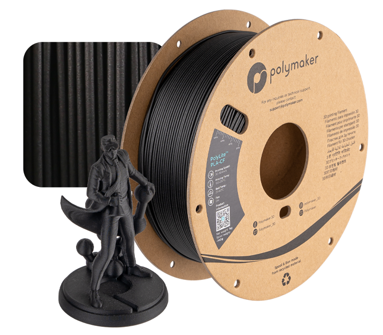 Polymaker PolyLite™ PLA-CF 3D Filament 1.75mm 1kg - Black