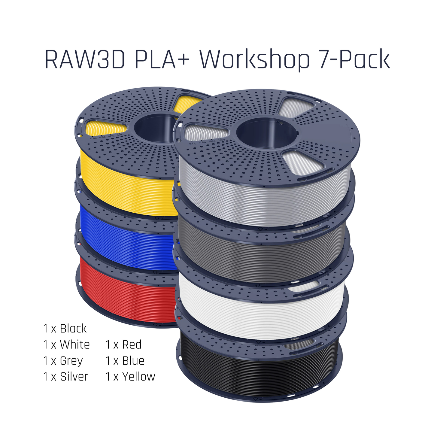 RAW3D PLA+ Workshop 7-Pack